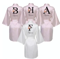 personalised satin silk bridesmaid robes wedding custom robe bride gifts flower print bridal gift bride gift robes