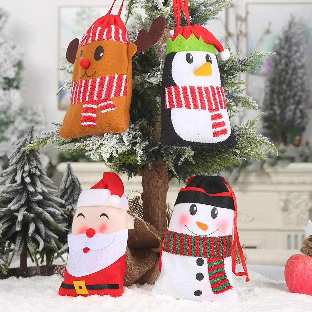 Рождественские чулки носки Снеговик Санта Лось Navidad год мешок для конфет Рождество украшения Рождественская елка украшения вечерние подарок для детей