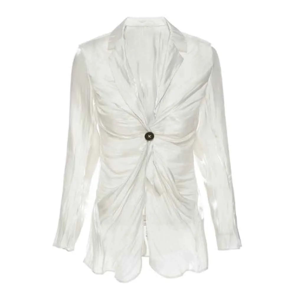 

Cultiseed Women Girls V Turn Down Collar One Button Pleated Shirts Blazer Suit Jackets Female Ladies Office Work Party Coat Tops