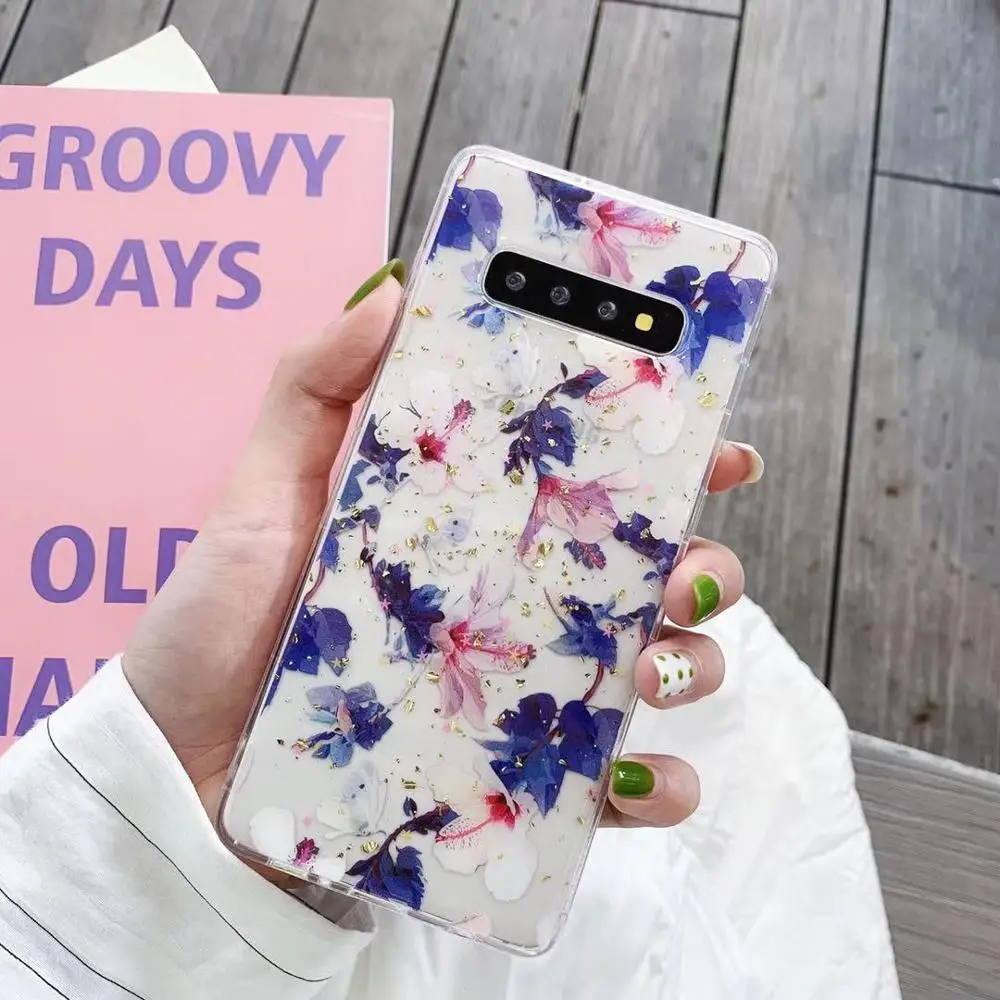 Для samsung Galaxy S9 S10 Plus Note 10 9 8 Ретро цветущие цветы прозрачный ТПУ мягкий чехол для