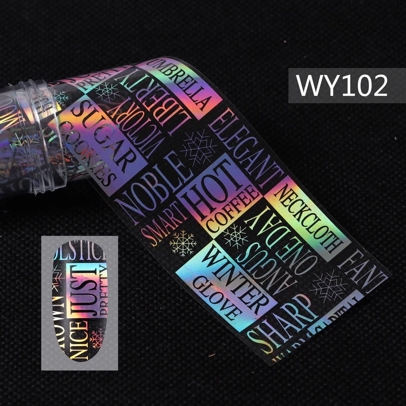 Y102 Nail Foils 1 шт. голографические наклейки-лак для ногтей Переводные Звездные полоски наклейки для дизайна ногтей смешанные узоры ползунки для хобби ногтевой дизайн - Цвет: Y102 Nail Foils