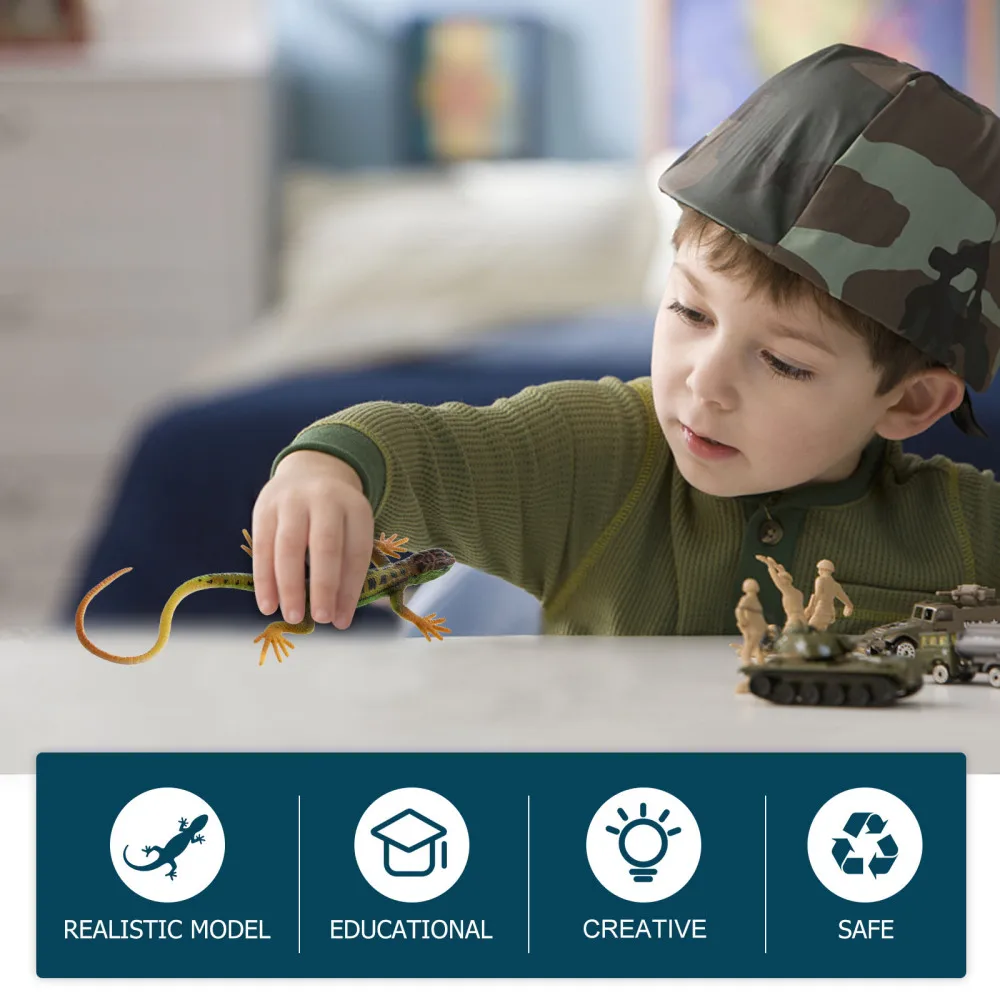 

NUOBESTY 2pcs Reptile Lizard Figures Mini Lizards Rainforest Lizards for Scaring Kids and Adults