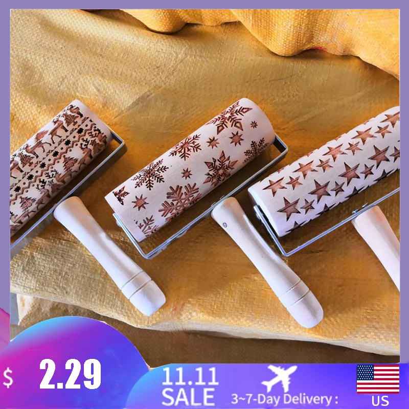 14 дюймов рождественское тиснение Выгравированный Роллинг штифт цветок