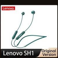 original lenovo sh1 wireless earphone bluetooth 5 0 headset ipx5 waterproof magnetic neckband earbuds sport headphones with mic