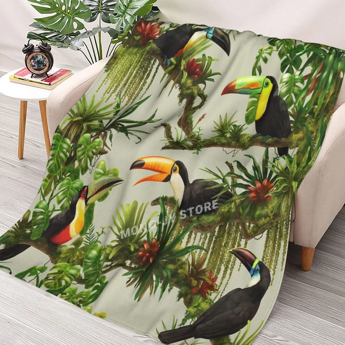 

Toucans And Bromeliads - Canvas Background Throw Blanket Sherpa Blanket Bedding soft Blankets
