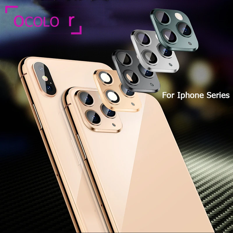 Для iPhone X XR XS MAX закаленное стекло + металлический задний объектив защитное кольцо