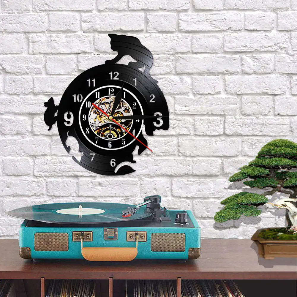 Виниловые настенные часы с изображением кошки и мыши современные украшения для
