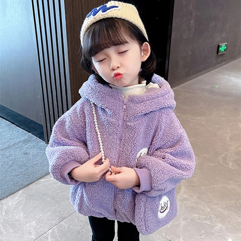 

Girls Baby's Kids Coat Jacket Outwear 2022 Violets Thicken Spring Autumn Cotton Outdoor Teenagers Overcoat Top With Pocket Child