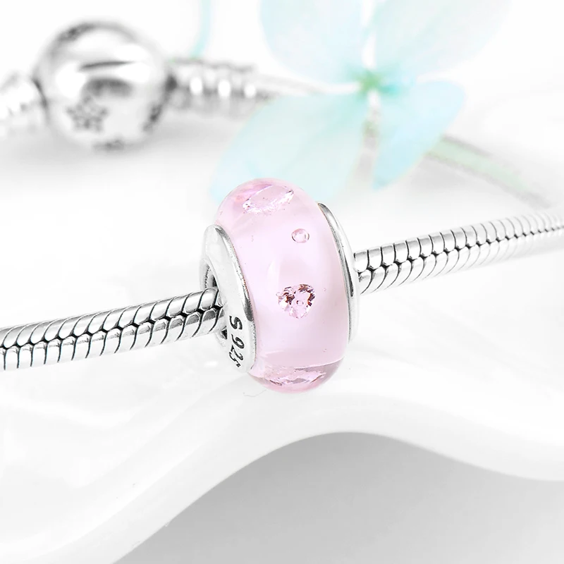 Бусины из серебра 100% пробы в виде сердца муранского стекла|Ювелирные шармы| |