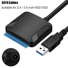 0,4 м USB 3,0 SATA кабели конвертер штекер для 2,53,5 дюйма HDDSSD привод провод адаптер проводной конвертировать Кабели USB Sata кабель