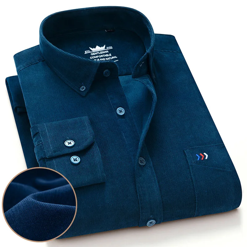 S~ 5xl 100% Cotton Corduroy Shirt men casual shirts Soft leisure solid regular fit long sleeved Man's Shirt Oversized Clothes
