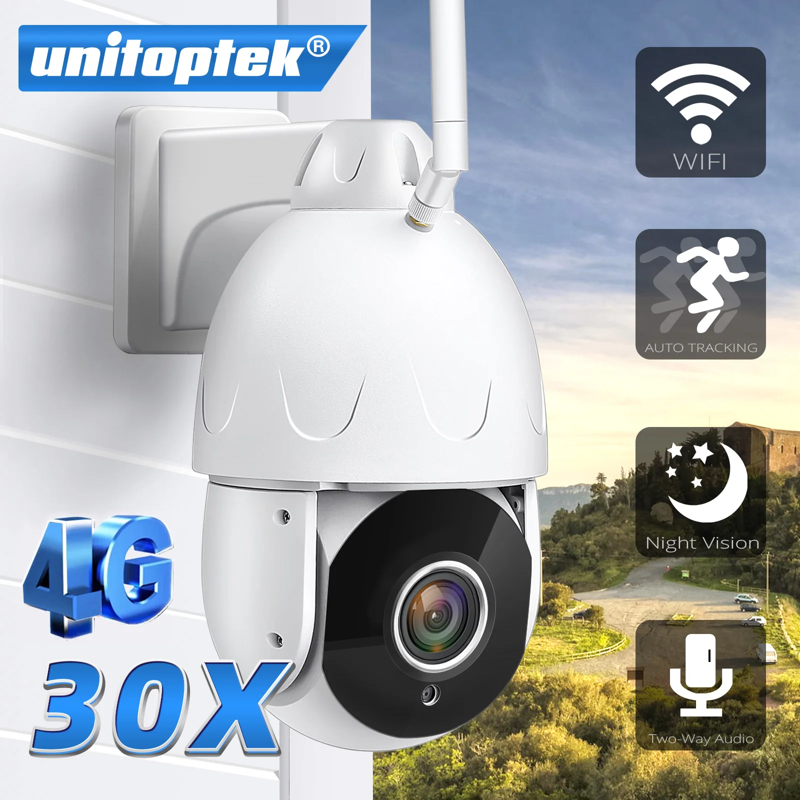 Наружная IP камера 5MP 4G sim-карта WIFI AI автоматическое отслеживание 30X зум