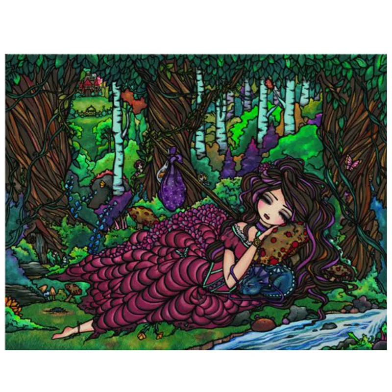 

Full square round drill 5d diy diamond embroidery get lost Princess in the Forest Diamond painting cross stitch sticker