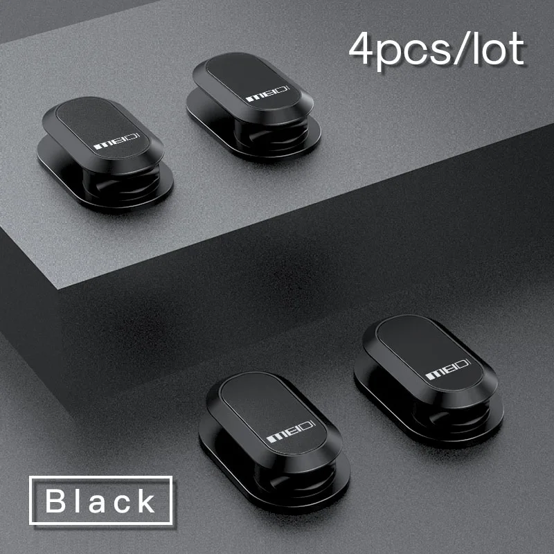 MEIDI, автомобильные крючки, 4 шт./лот, органайзер для хранения, USB кабель, для наушников, ключ, самоклеющийся, настенный крючок, вешалка, авто крепление, зажим - Название цвета: Черный