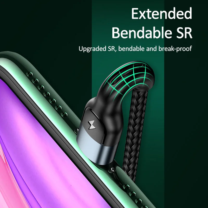 Кабель USAMS для iphone 11 pro max XS XR 8 7 6 6s 2A кабель быстрой зарядки светодиодный дисплей