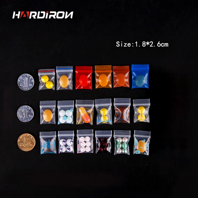 

1.8x2.6cm Super Mini Thick Transparent Zipper Lock Bag Cute Cartoon Clear Plastic Bag Jewelry Pills Button Storage Packaging Bag