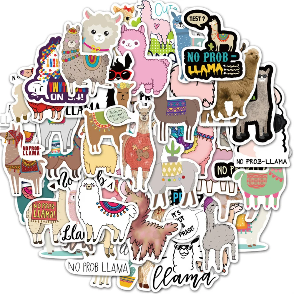 

10/30/50PCS Cute Animal Grass Mud Horse Alpaca Graffiti Waterproof Stickers Suitcase Laptop Stickers Decorative Toys Wholesale