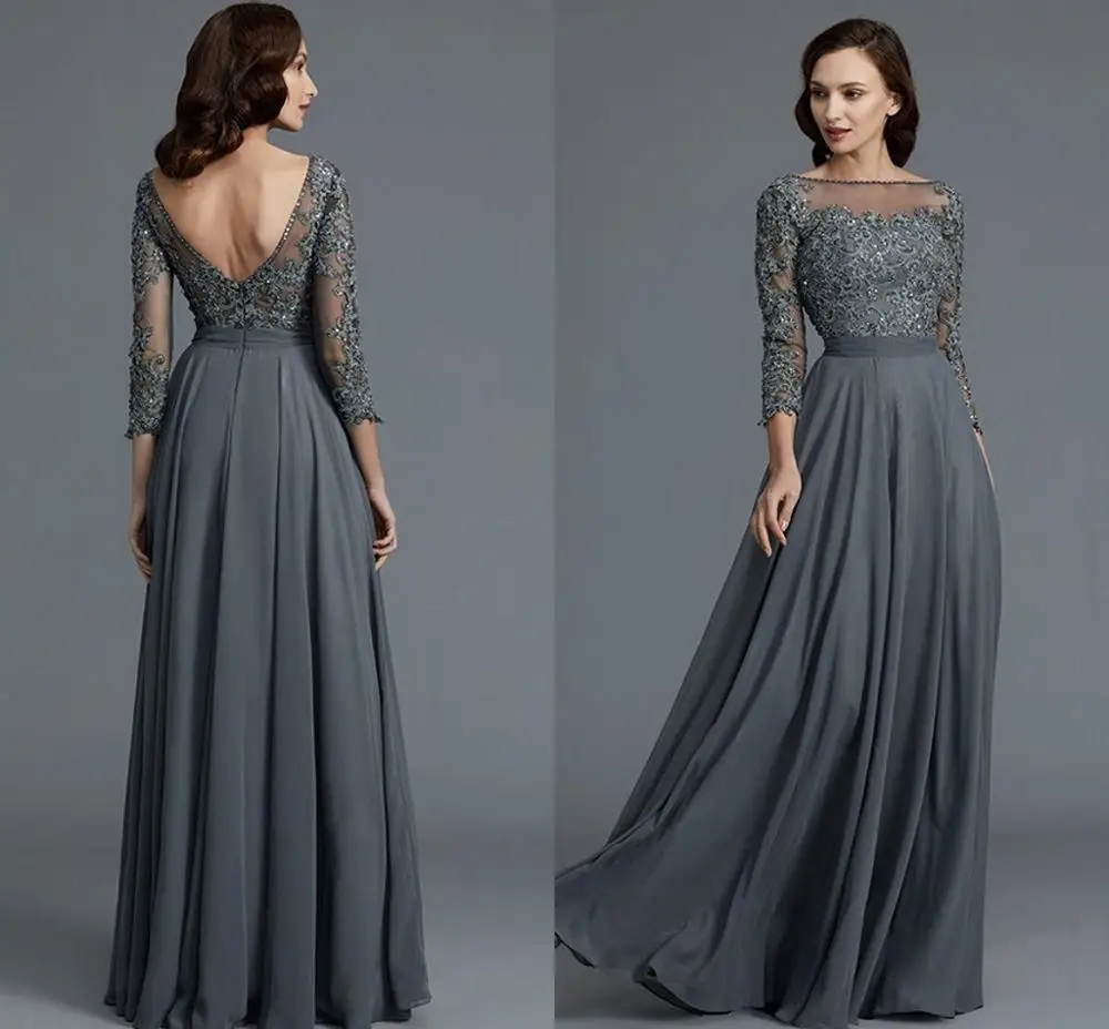 2020 серое шифоновое платье для матери невесты платья жениха свадьбы вечерние