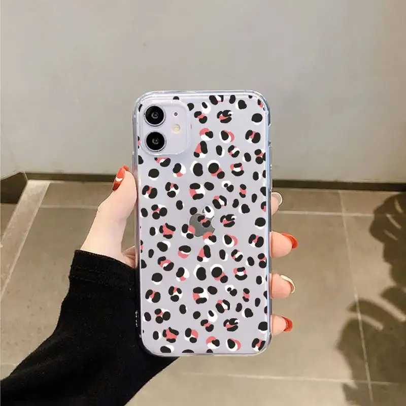 

Leopard animals Phone Case Transparent for iPhone 11 12 mini pro XS MAX 8 7 6 6S Plus X 5S SE 2020 XR