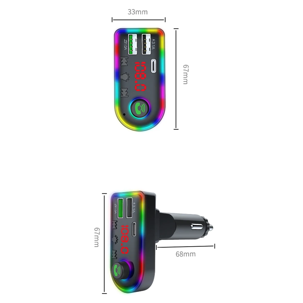 

Car Kit Bluetooth 5.0 Transmitter Dual USB PD Charger Modulator Handsfree MP3 Player Wireless Audio Adapter Car Accessories