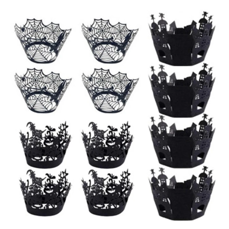 12 шт./компл. Хэллоуин пустой бумажный стаканчик паутина Тыква ужас замок торт