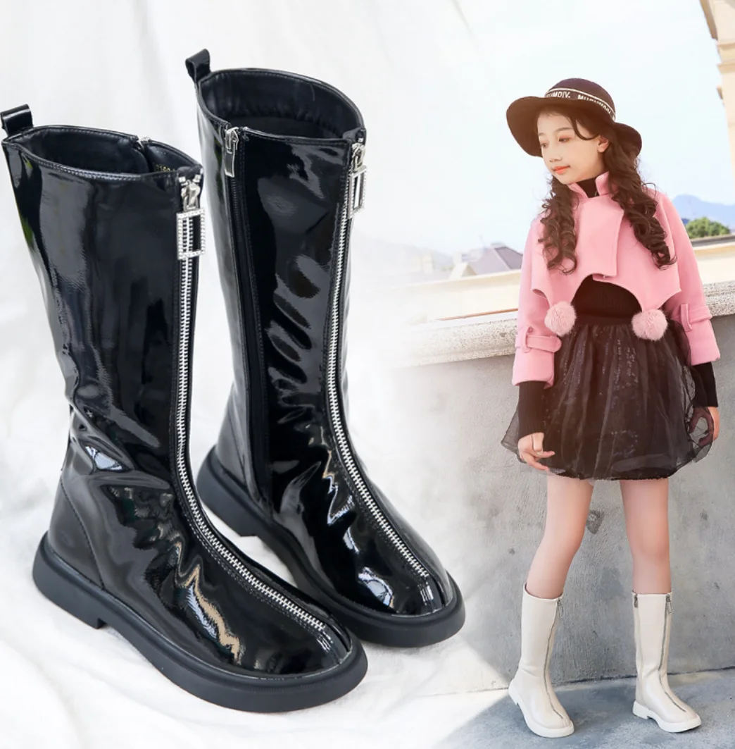 Ботинки Martin из лакированной кожи для девочек теплые высокие детские ботинки