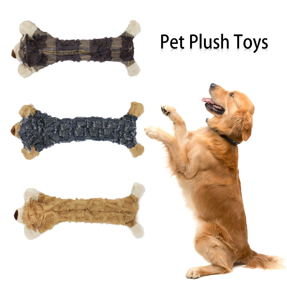 

Bear Shape Dog Squeaking Toys Plush Dog Chew Bite Toys Puppy Kitten Molar Stuffed Pet Sound Toy Interactive Dog Training Toys