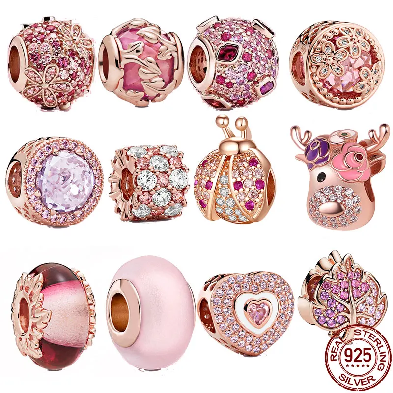 

New design 925 sterling silver soft powder dream hanging bead pendant suitable for original Pandora bracelets zircon jewelry