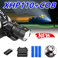 80000lm xhp110 powerful led headlamp rechargeable led headlight 18650 usb head flashlight work lamp xhp90 zoom head torch light