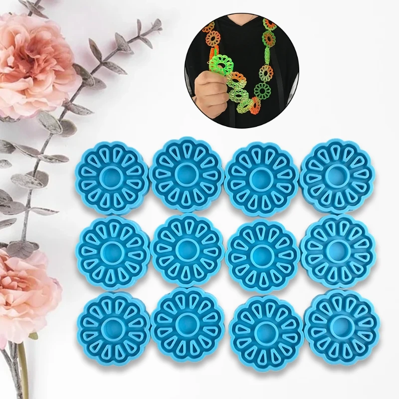 

12 Pcs Daisy Necklace Epoxy Resin Mold Earring Pendant Casting Silicone Mould DIY Crafts Jewelry Making Tools