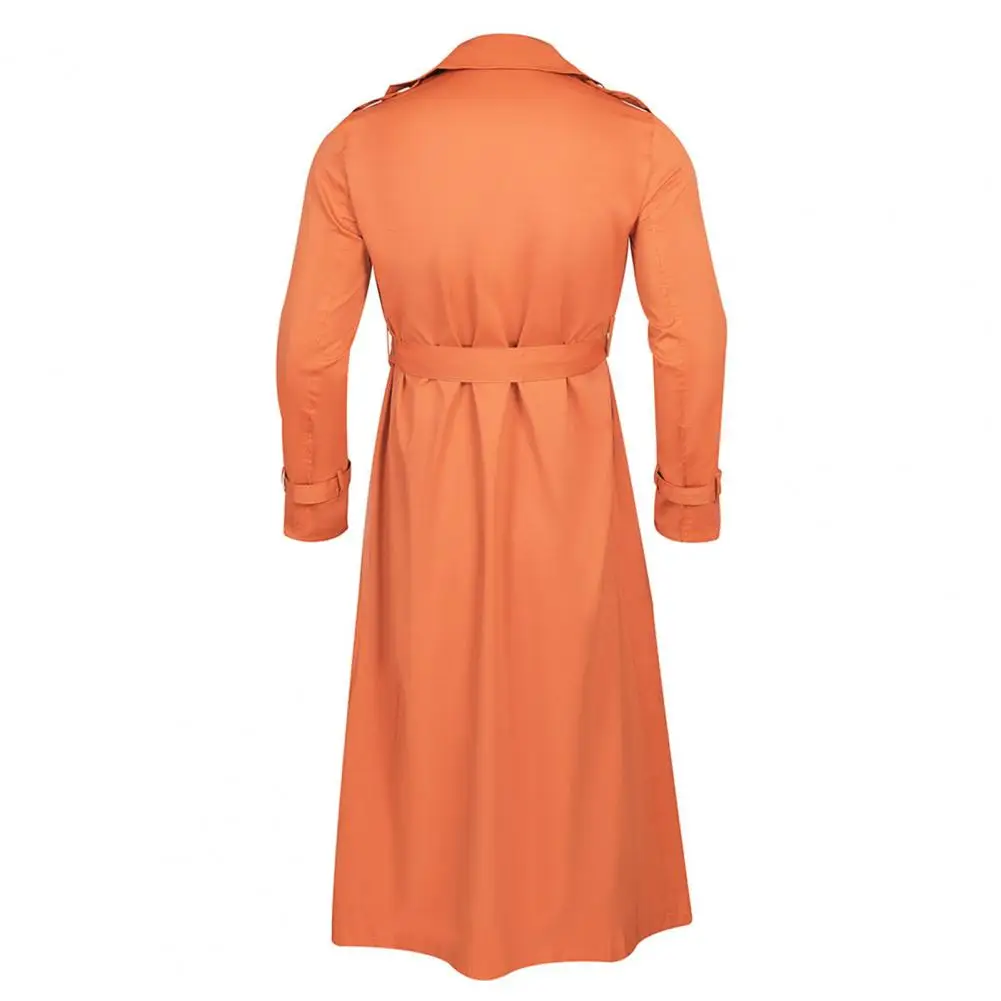 Длинное Мужское пальто в стиле Хай-стрит двубортное женское однотонное с