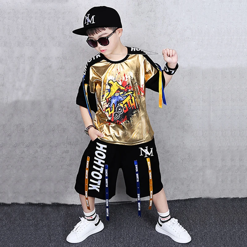 Костюм детский с блестками рубашка и брюки в стиле джаз танцевальный костюм