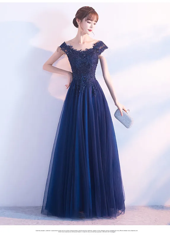 Королевские синие Элегантные платья невесты Vestido Azul Marino гость свадебное платье с
