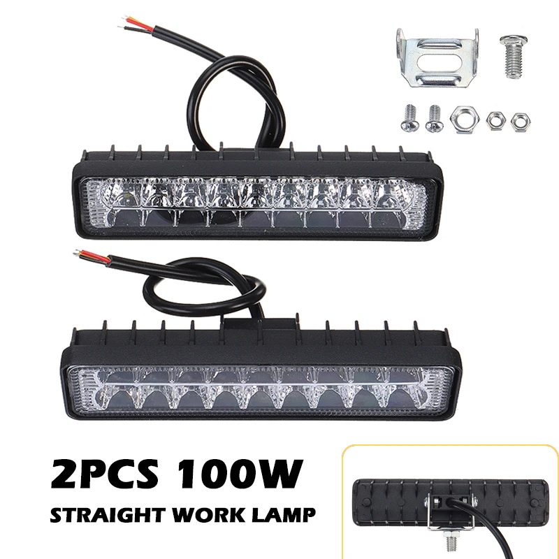 

For Van ATV Offroad SUV Truck 2pcs Offroad LED Work Spot Lights Flood Light 100W 12V-60V 1600LM Super Bright White Lamp