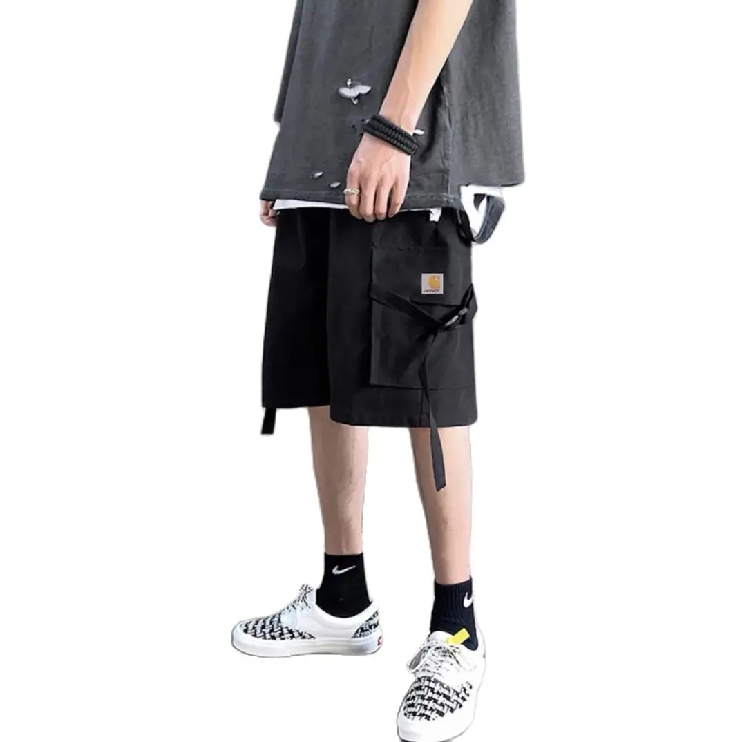 

2021 новые летние мужские шорты Свободные Пять четверти брюки, Мода размера плюс средней длины, детские брюки стример Пряжка брюки карго шорт...