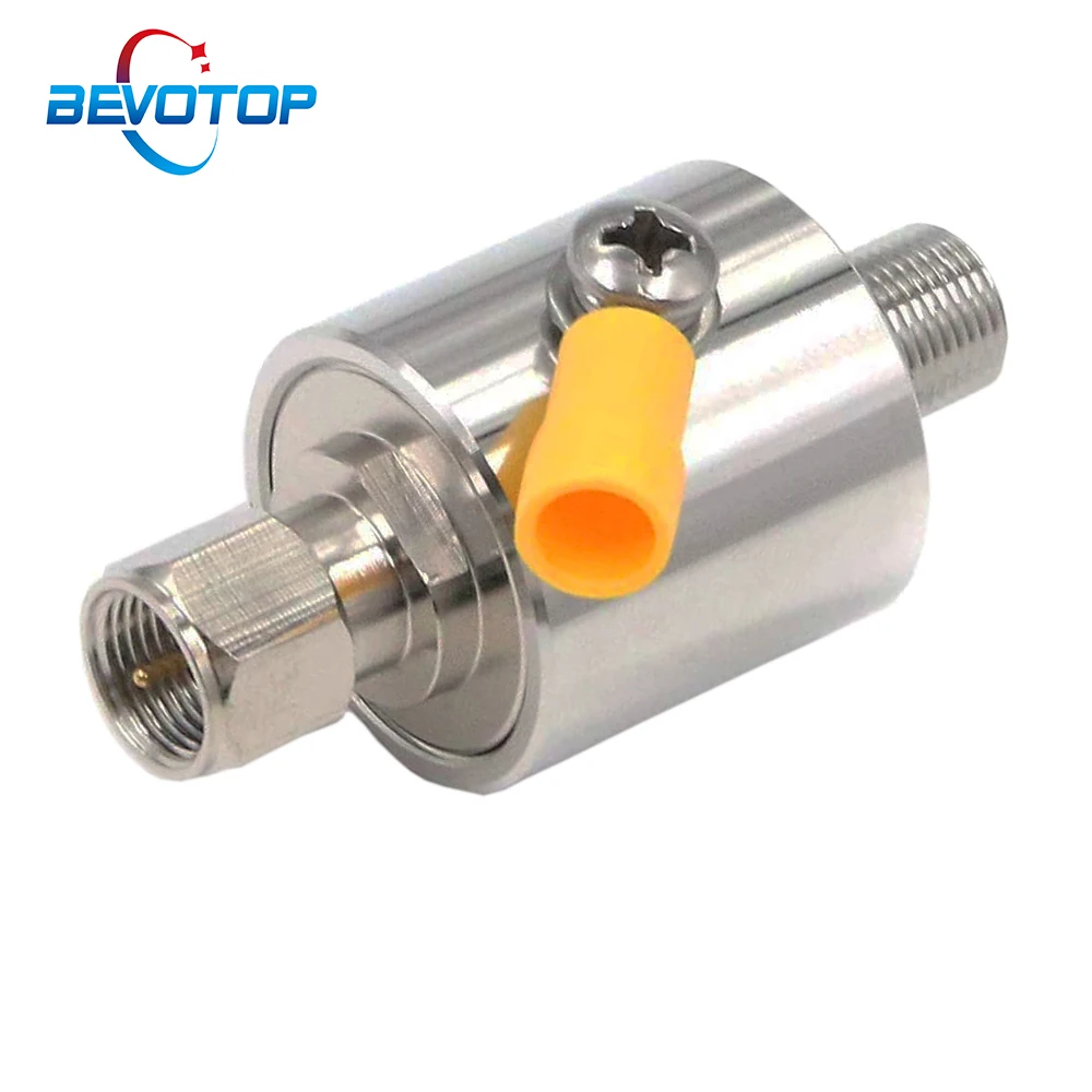 Коаксиальный молниеуловитель типа F (штекер-гнездо) DC-3GHz 75 Ом с газовой трубкой 90 в