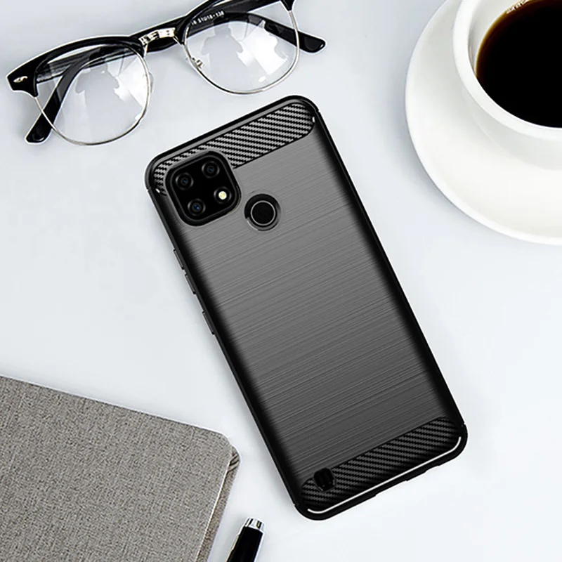 

C21 protective shell carbon fiber TPU Flex shockproof silicone phone case Realme C21 protective shell Realme 8 Pro 7 Pro 6 Pro