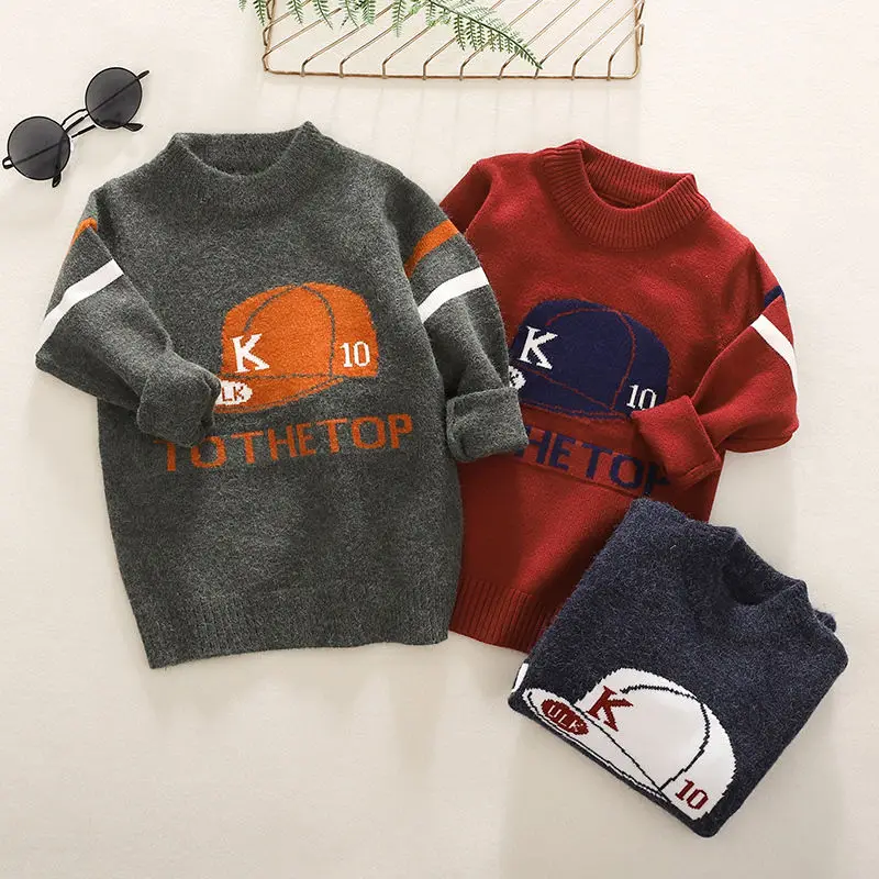 Детский свитер для мальчиков Осень зима 2019 Вязаная хлопковая одежда малышей