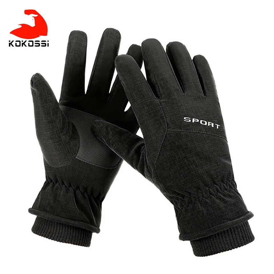 

Лыжные перчатки KoKossi, износостойкие ветрозащитные теплые перчатки с закрытыми пальцами, уличные спортивные бархатные зимние перчатки для б...
