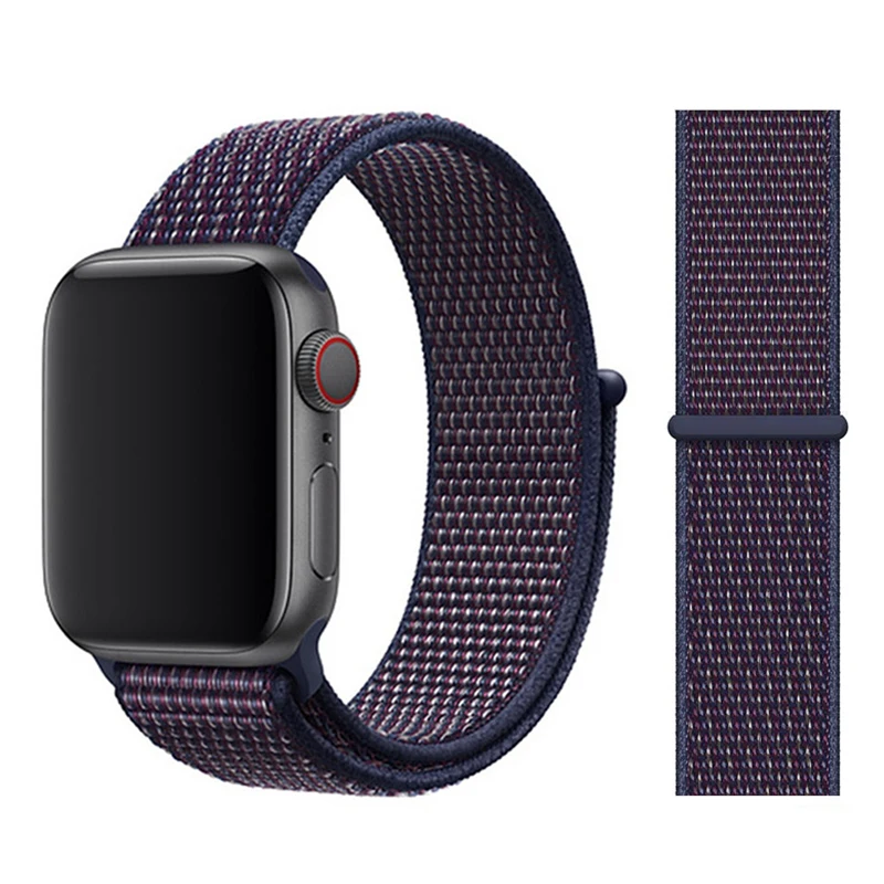Нейлоновый ремешок для Apple watch 5 ремешок 44 мм 40 мм iWatch ремешок 42 мм 38 мм спортивный ремешок для часов Браслет Apple watch 4 3 2 1 38 40 44 мм - Цвет ремешка: Indigo