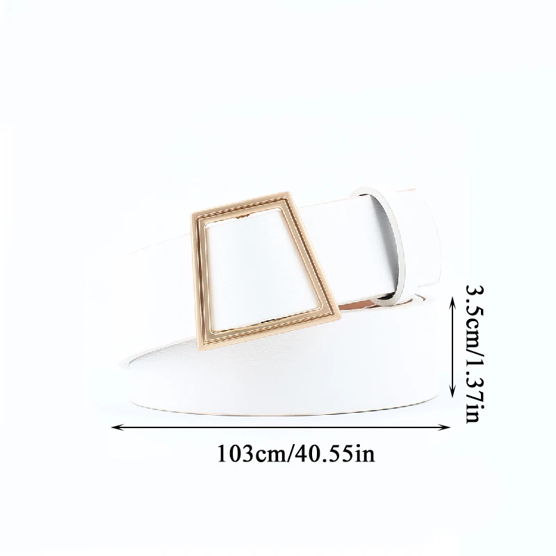 

2020 Fashion Women Belt Vintage Geometric Metal Buckle PU Leather Wide Belt Casual Solid Color Waist Belts Dress Jeans Waistband