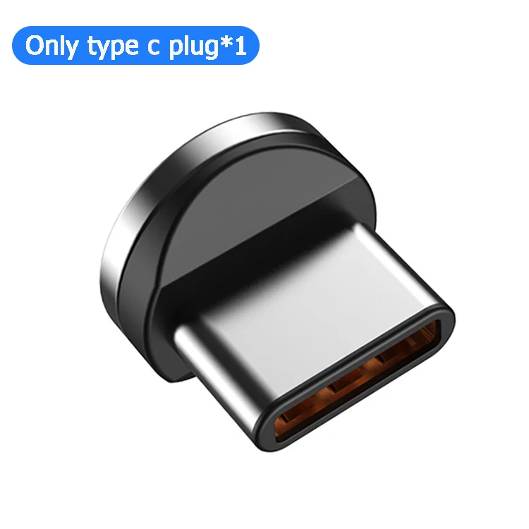 Only Type C Plug 1 м 90 градусов usb Магнитный зарядный телефонный кабель для iphone type C 3 в 1 нейлоновый плетеный шнур 360 зарядное устройство со светодиодным светильник - Цвет: Only Type C Plug