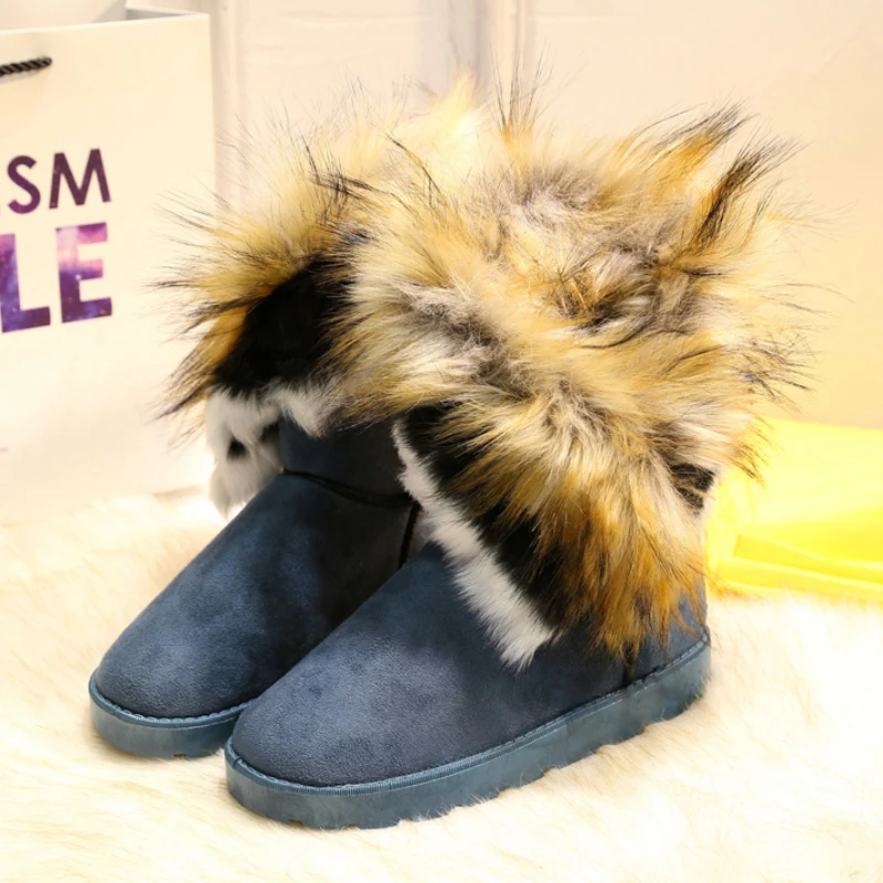 

Женские ботильоны на искусственном меху Rimocy, теплые плюшевые ботинки без шнуровки для снега, новинка 2021, нескользящая зимняя обувь для женщ...