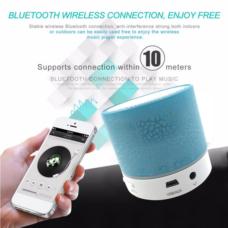 Портативные беспроводные маленькие светодиодные Bluetooth колонки музыкальная мини