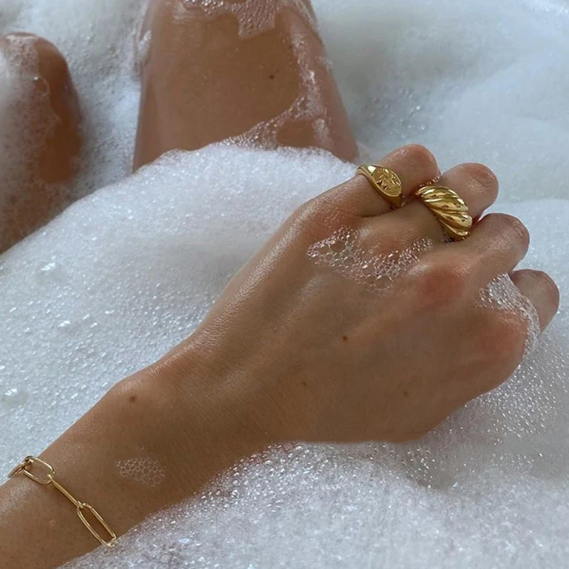 Кольца AOMU массивные женские винтажные геометрические кольца золотого и