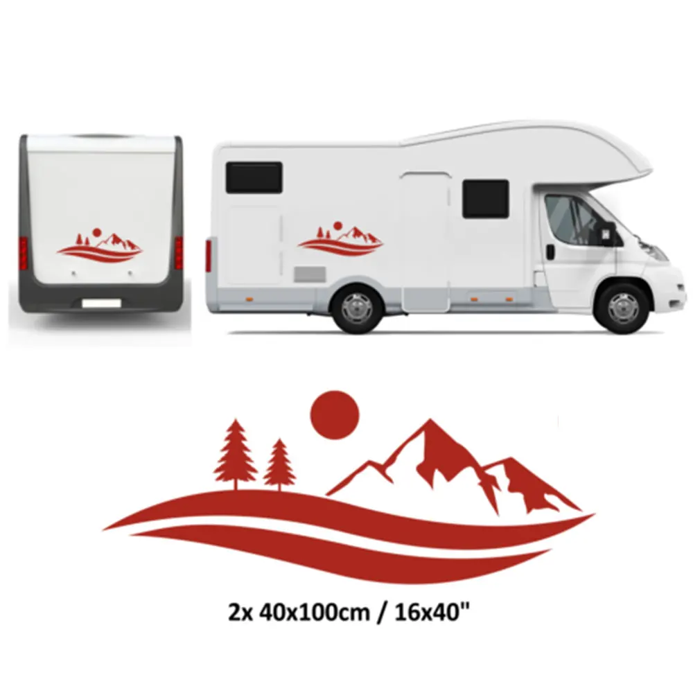 Наклейки с изображением гор жилых людей лесной кемпинг солнце внедорожник