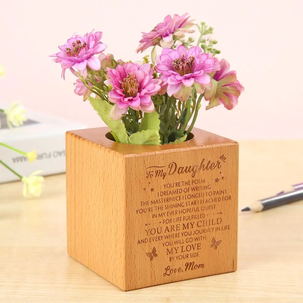 

Wooden Handicraft Home Rustic Design Decor Wide Scope of Application Work Exquisite Tealight Candle Pen Holder Flowerpot
