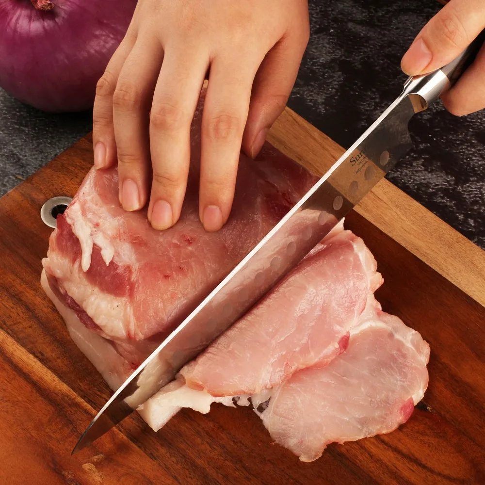 Sunnecko Профессиональный 8," дюймовый нож шеф-повара кухонные ножи santoku Подарочная коробка пакет немецкий 14116 сталь шеф-повара инструмент для приготовления пищи