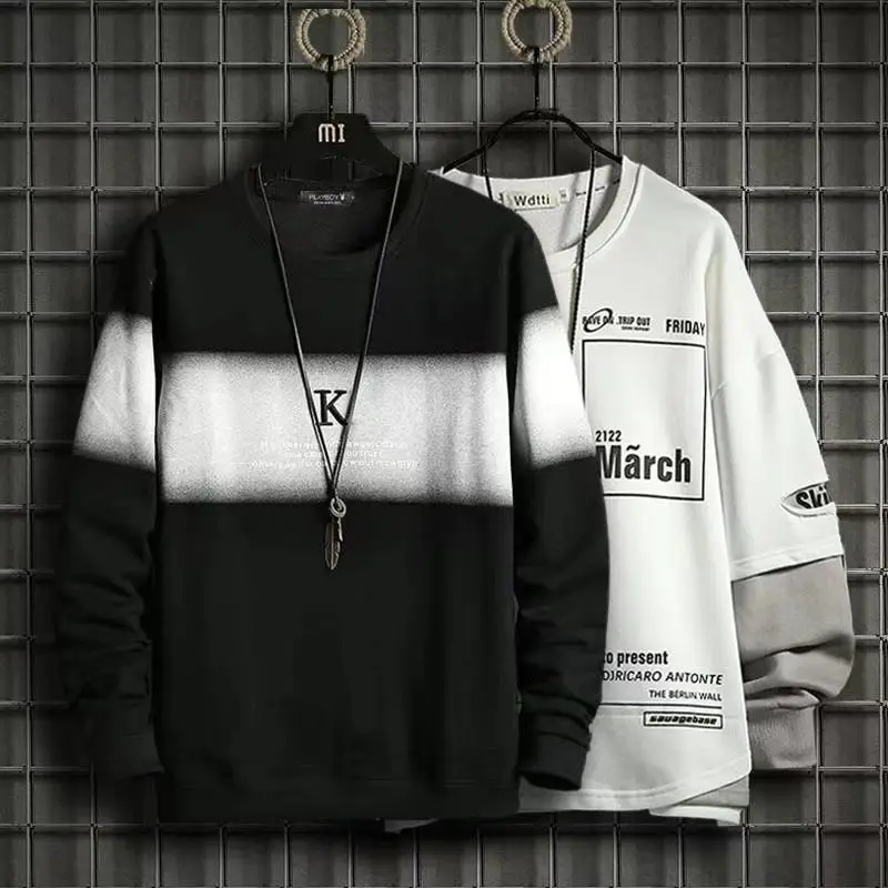 

Spring and autumn new ins sweater men's coat loose inner top Korean fashion handsome versatile personalized long sleeve T-shirt