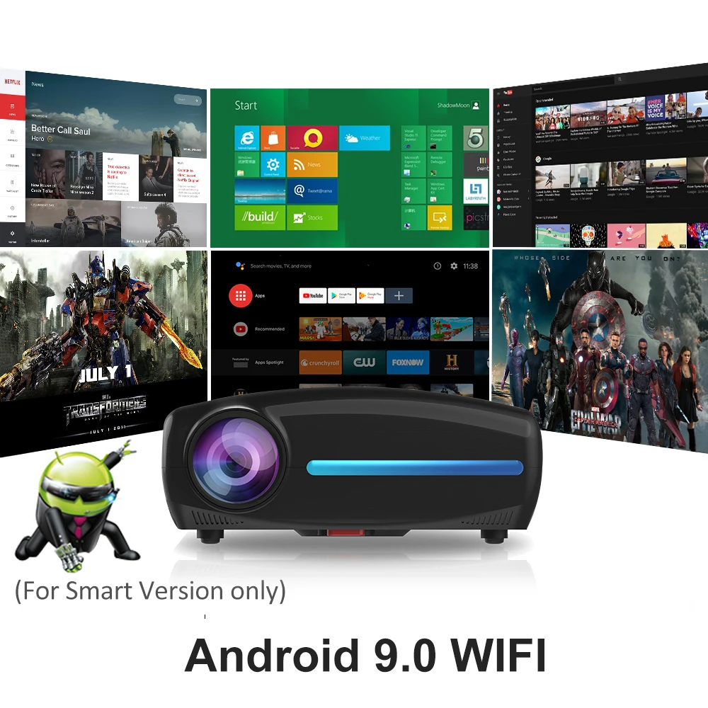 Видеопроектор VIVICINE для домашнего кинотеатра 2021 дюймов Android 9 0 1080p Wi-Fi светодиодный